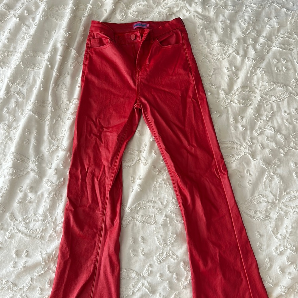 Edikted red leather pants